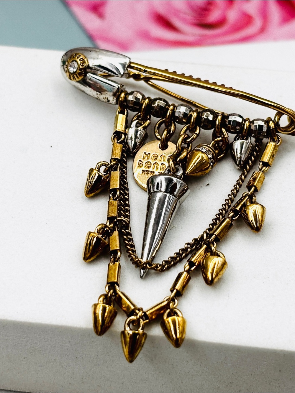 Henri Bendel vintage safety Bohemia pin brooch